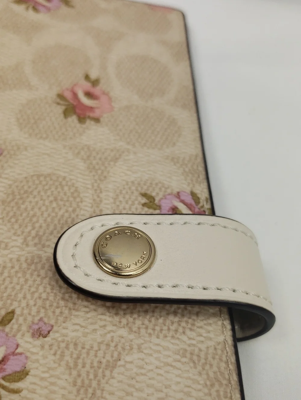 Coach Floral Notebook Cover with Signature Print - Beige and Pink